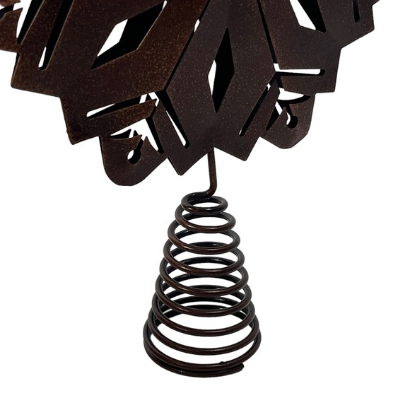 Snowflake Die-cut Tree Topper Copper Brown Rustic Colored Christmas Metal Decor - Picture 4 of 7